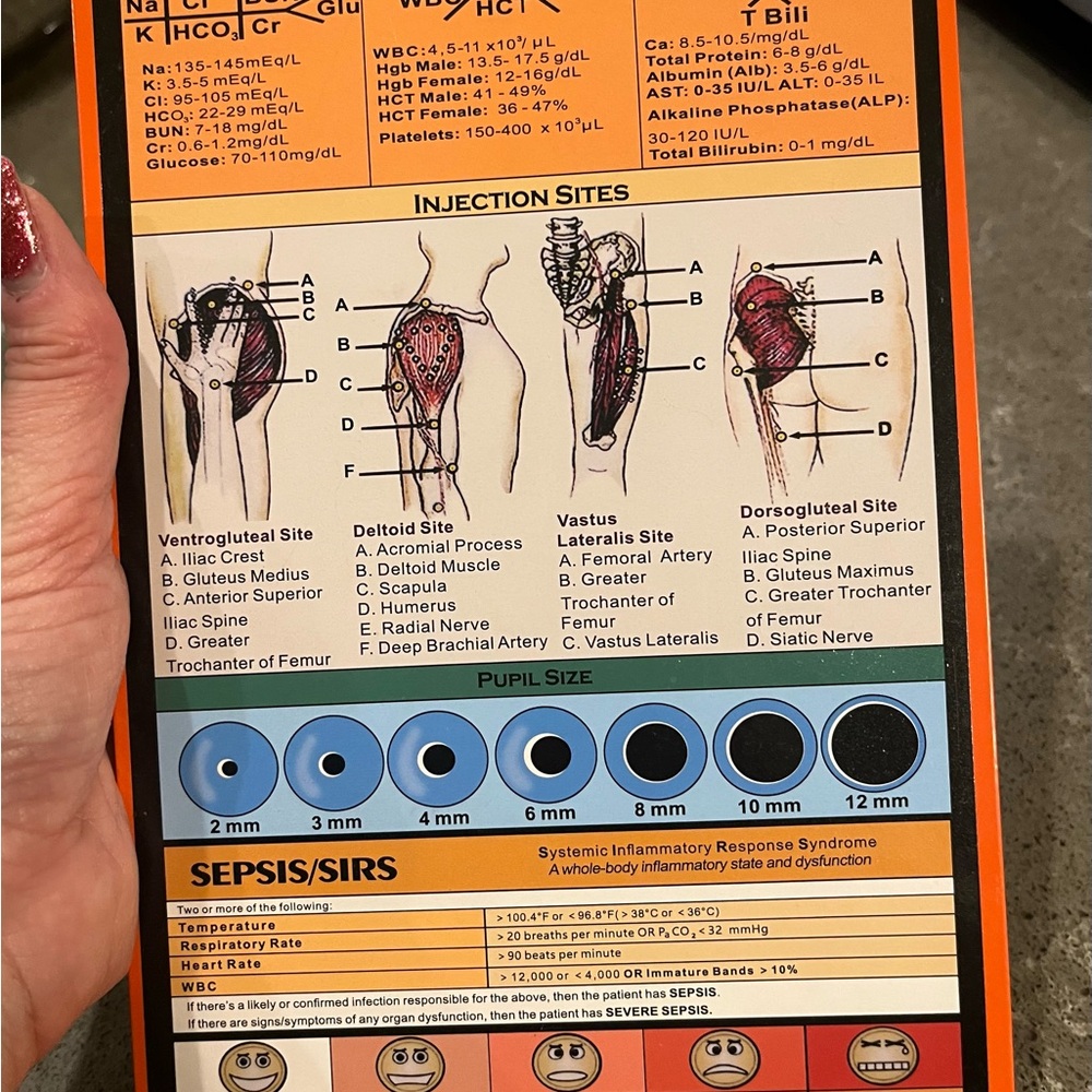 Like new full size nursing reference clipboard  w/ tables and charts - foldable - Picture 3 of 8
